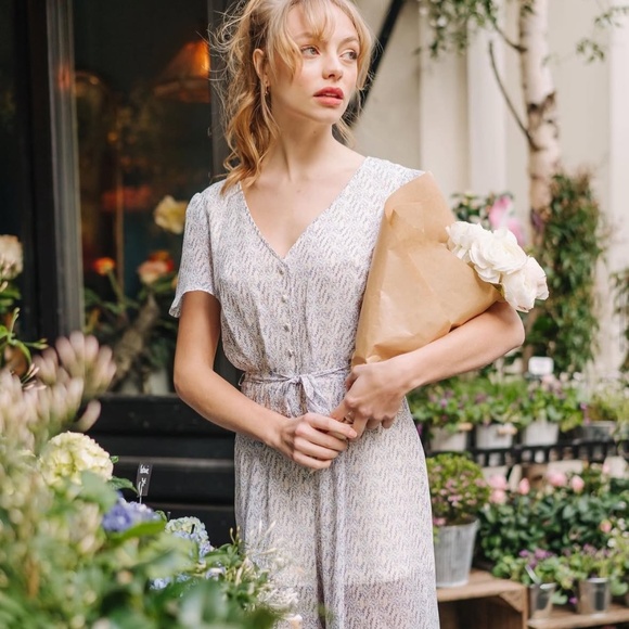 Gaala Paris Nadia Silk Retro Button Down Midi Dress, Size 38 Medium - Picture 6 of 8